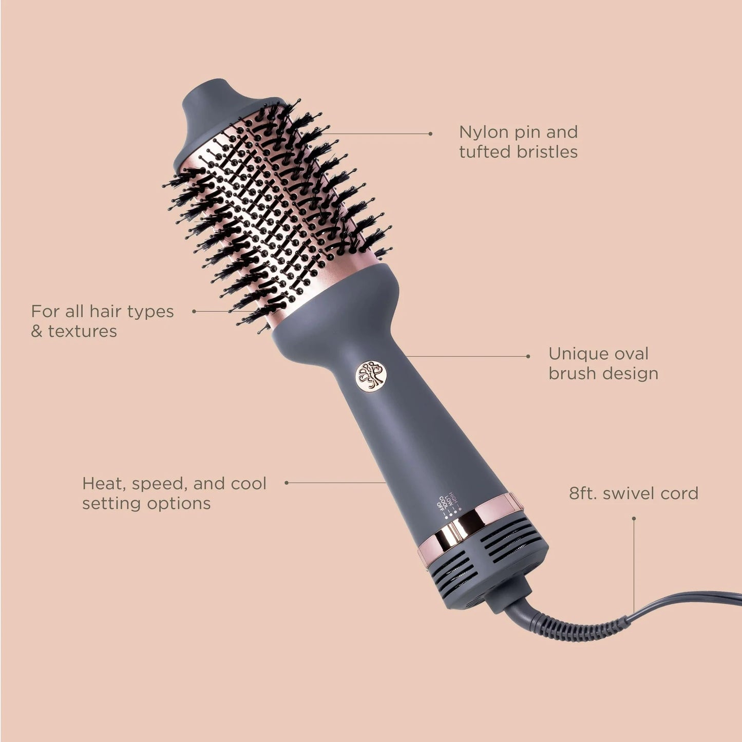 Hairitage Ceramic Volumizing Blow Dryer Brush for Curling and Straightening