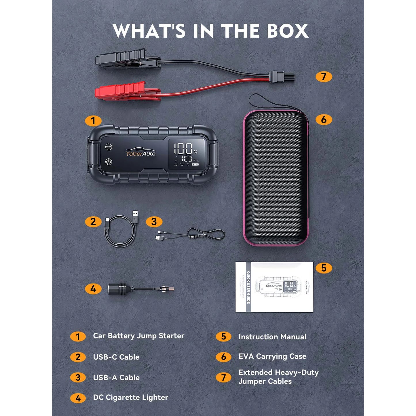 YaberAuto 6000A Car Battery Jump Starter – Powerful Portable Jump Box for All Gas & 12L Diesel Engines