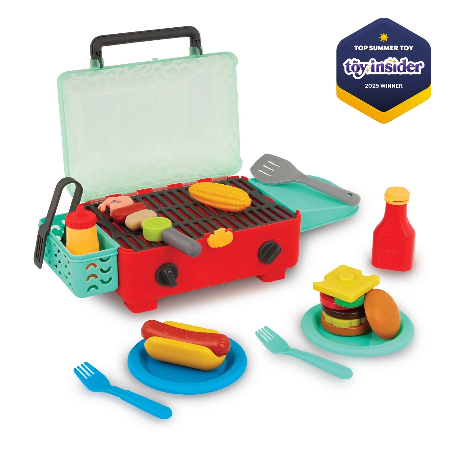 Battat Cook ‘n’ Go BBQ Set with Plastic Play Food and Toy Utensils, Toddler and Preschool Toys