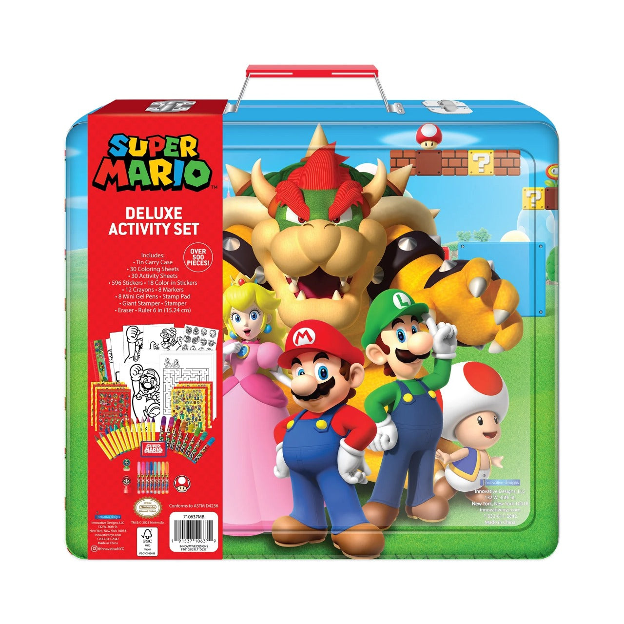 Nintendo Super Mario Deluxe Activity Art Set with Metal Carrying Case – 500+ Pieces