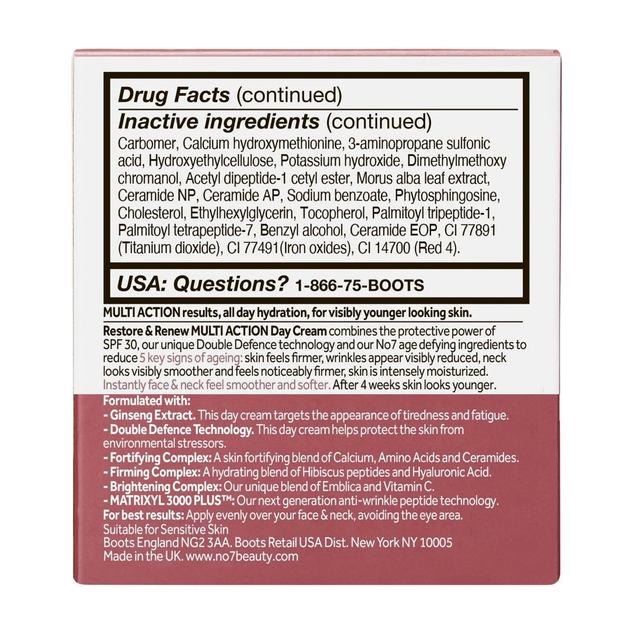 No7 Restore & Renew Multi Action Face Day Cream with Peptides and Firming Complex, SPF 30, 1.69 oz