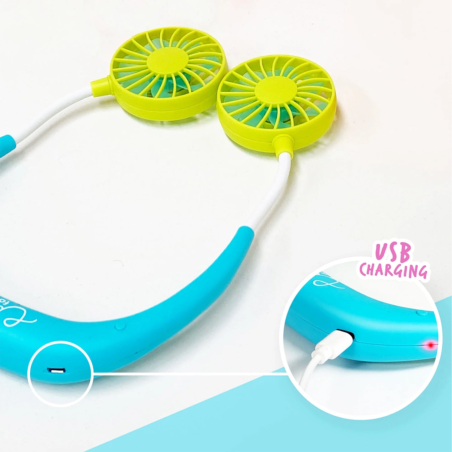 Banzai Wearable, Rechargeable and Personal Cool Fans with 3 Speeds and Sticker Included, Ages 14+