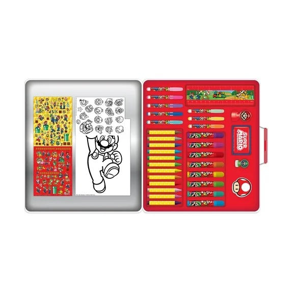Nintendo Super Mario Deluxe Activity Art Set with Metal Carrying Case – 500+ Pieces