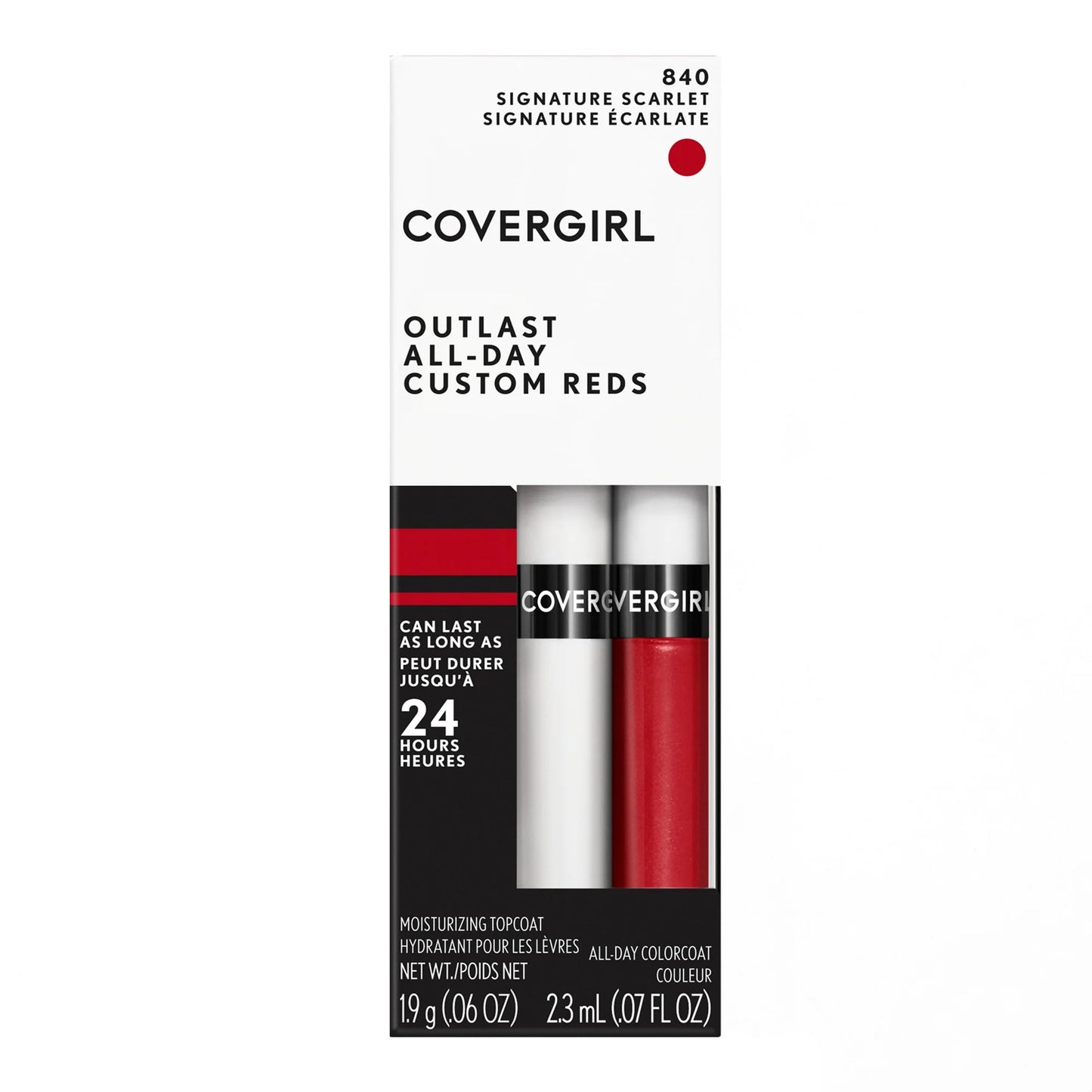 COVERGIRL Outlast All-Day Lip Color – Signature Scarlet | Long-Lasting Liquid Lipstick + Moisturizing Topcoat