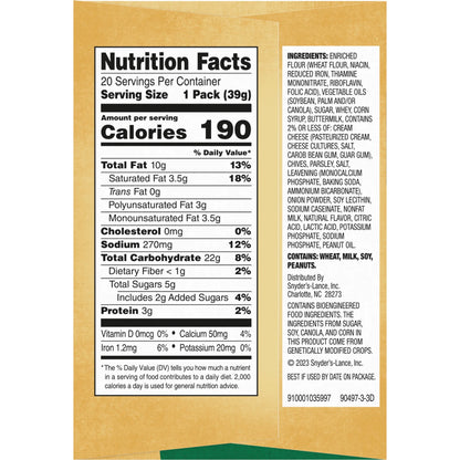 Lance Sandwich Crackers, Captain's Wafers Cream Cheese and Chives, 20 Packs, 6 Sandwiches Each