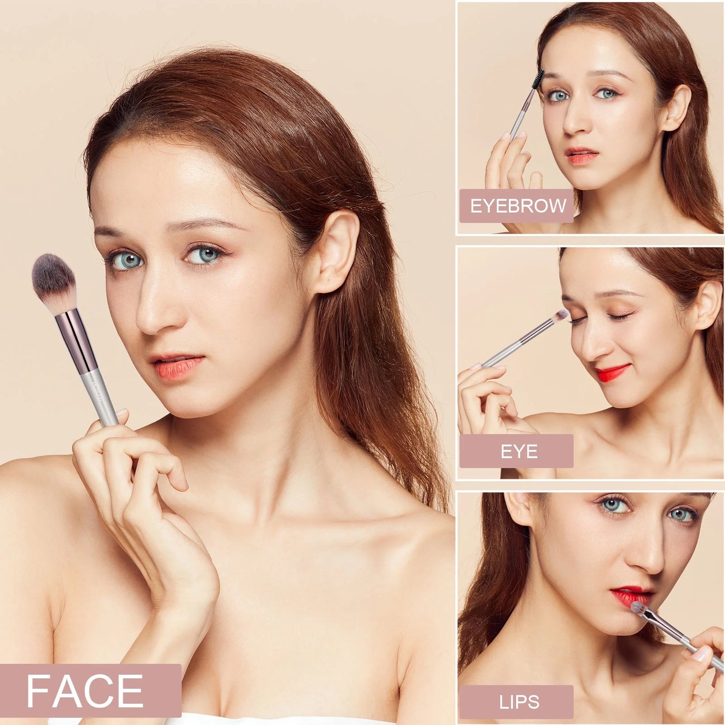 Huauoo 20-Piece Makeup Brush Set – Foundation, Powder, Concealer, Eyeshadow & Blush Brushes
