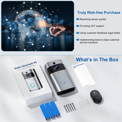 VEAT00L 1080P Wireless Smart Doorbell Camera with Chime