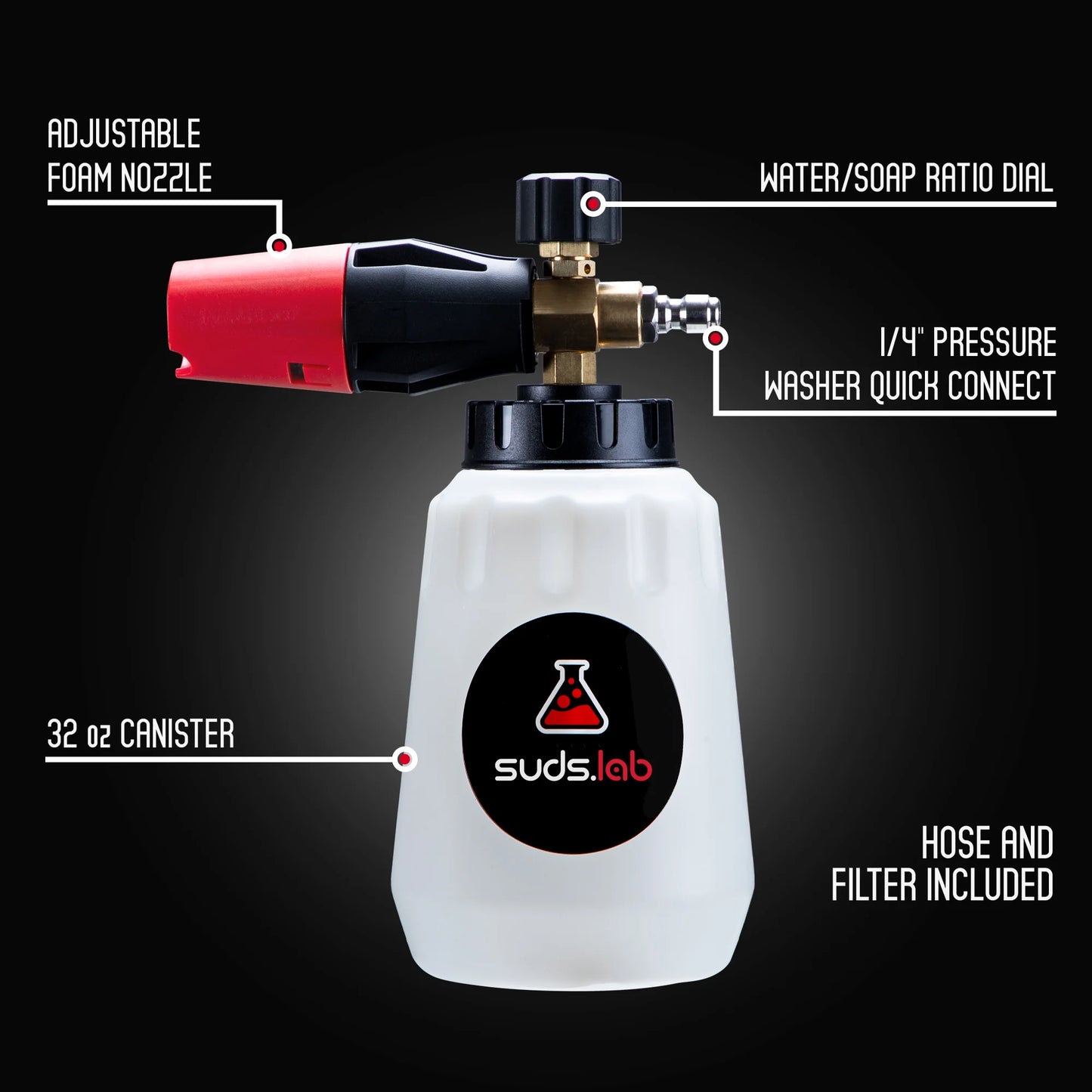 Suds Lab F1 Professional Foam Cannon Pressure Washer 32oz Bottle