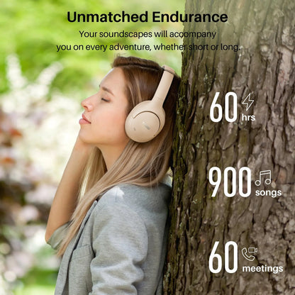 TOZO HT2 Hybrid ANC Over-Ear Headphones – Bluetooth 5.3, Hi-Res Audio, 60H Playtime, Foldable & App-Controlled