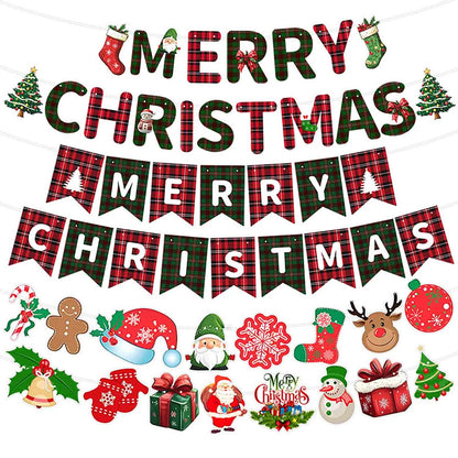Christmas Hanging Swirls Decorations Buffalo Plaid Merry Christmas Banner Christmas Ceiling Hanging Streamers, Xmas Hanging Decorations Indoor for Office Christmas Holiday Party Decorations