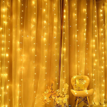 9.9x9.9ft Window Curtain String Light, 300 Waterproof LED Twinkle Lights, 8 Modes Fairy Lights USB Remote Control Lights for Christmas Bedroom Party Wedding Home Garden Wall Decorations