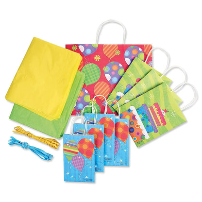 Current Birthday Celebration Gift Bag Set – 8 Multicolor Bags with Tissue Paper & Ribbon