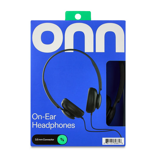 onn On-Ear Headphones, Black