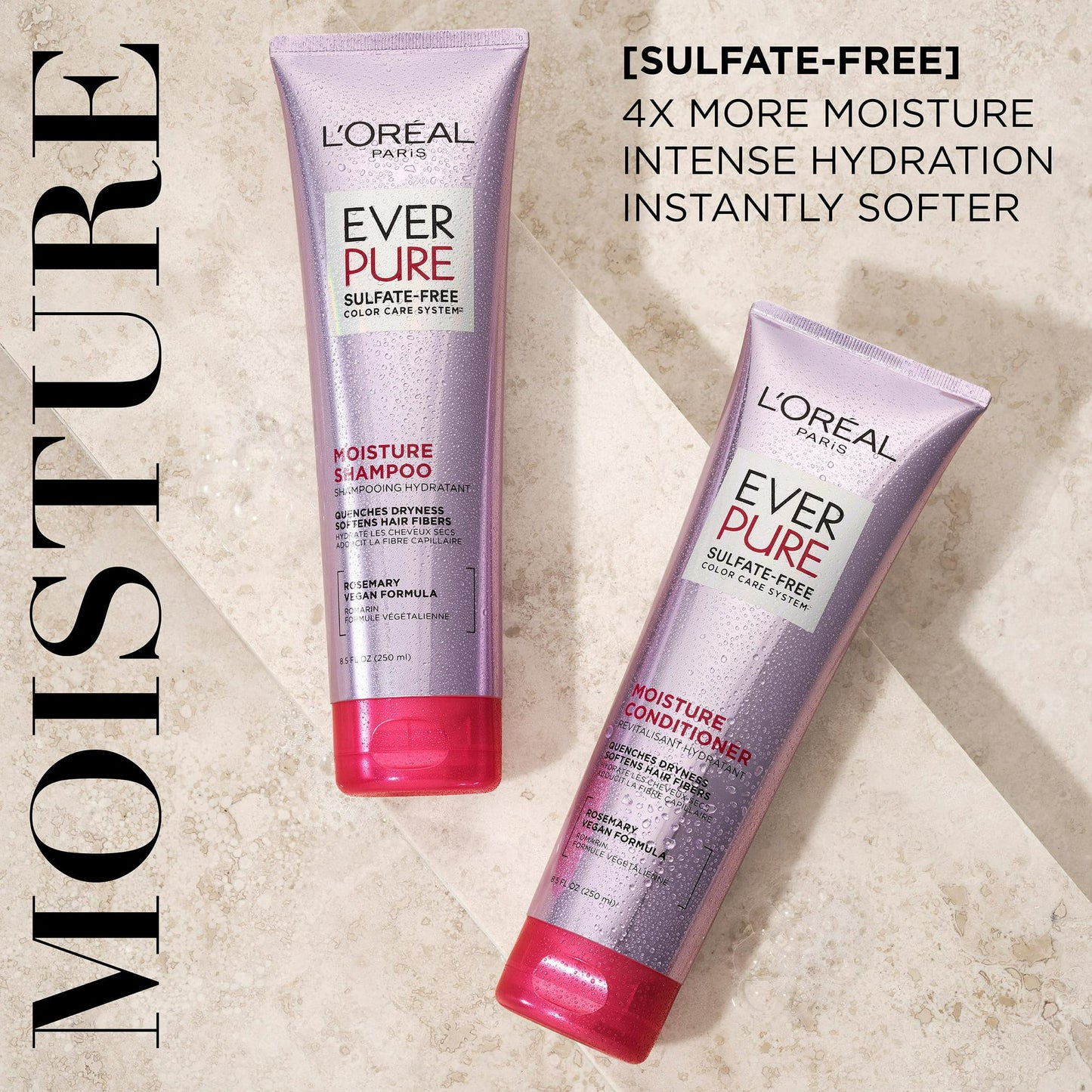 L'Oreal Paris EverPure Moisture Sulfate Free Shampoo for Dry Hair, 8.5 fl oz