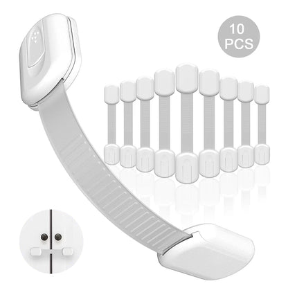 Baby Locks (10-Pack) Child Safety Cabinet Proofing - Safe Quick and Easy 3M Adhesive Cabinet Drawer Door Latches No Screws & Magnets Multi-Purpose for Furniture Kitchen Ovens Toilet Seats