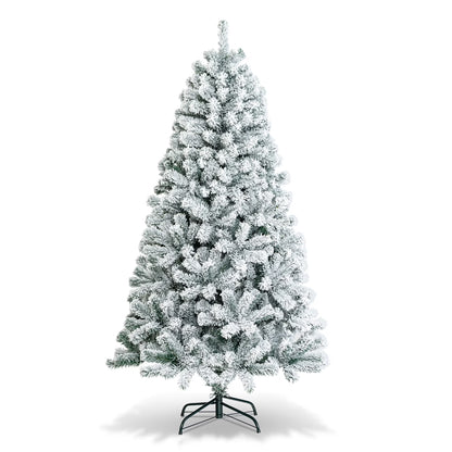Costway CM22067 6 ft. Unlit Premium Snow Flocked Hinged Artificial Christmas Tree
