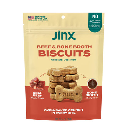 Jinx Beef Bone Broth Biscuits, Crunchy Dry Dog Treats, 16 oz Bag