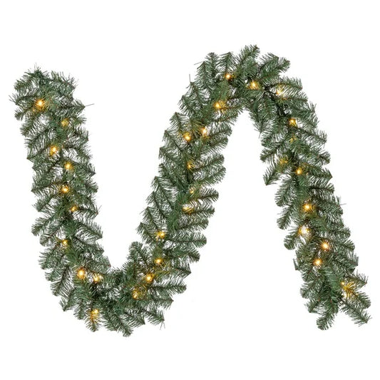 Napa Pre-Lit Warm White LED Artificial Christmas Garland, Green, 9', by Holiday Time