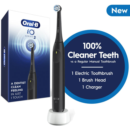 Oral-B iO Series 2 Rechargeable Electric Toothbrush, Night Black with 1 Gentle Care Brush Head for Adults and Children 3+