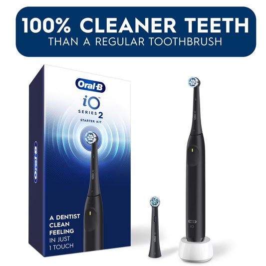 Oral-B iO Series 2 Rechargeable Electric Toothbrush, Night Black with 1 Gentle Care Brush Head for Adults and Children 3+