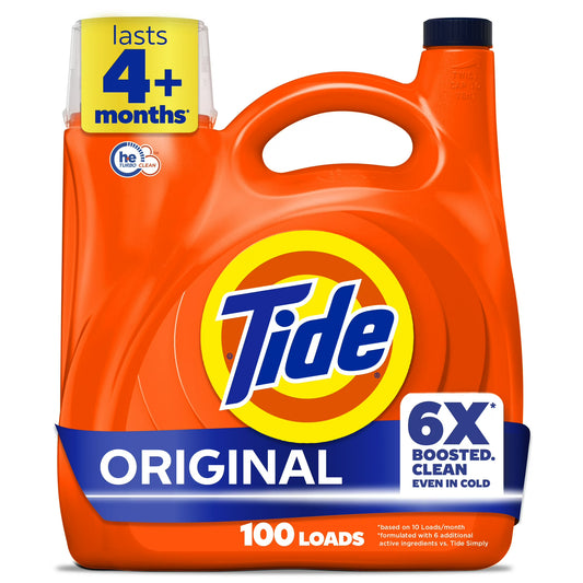 Tide Laundry Detergent Liquid – 6X Cleaning Power, Original Scent (125 fl oz, 100 Loads)