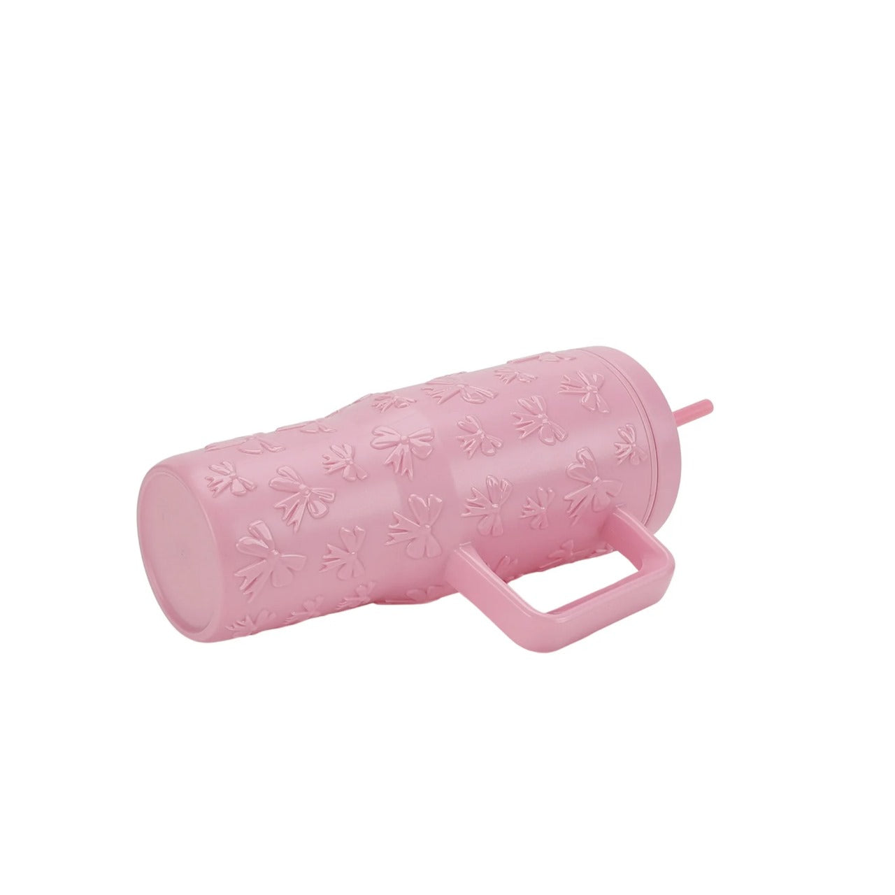 30 Ounce Pink Acrylic Double Wall Embossed Bows Tumbler with Straw and Handle, by Holiday Time