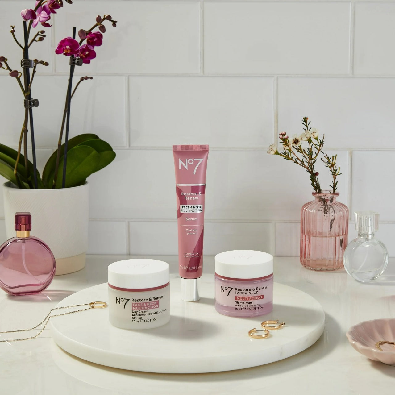 No7 Restore & Renew Multi Action Face Day Cream with Peptides and Firming Complex, SPF 30, 1.69 oz