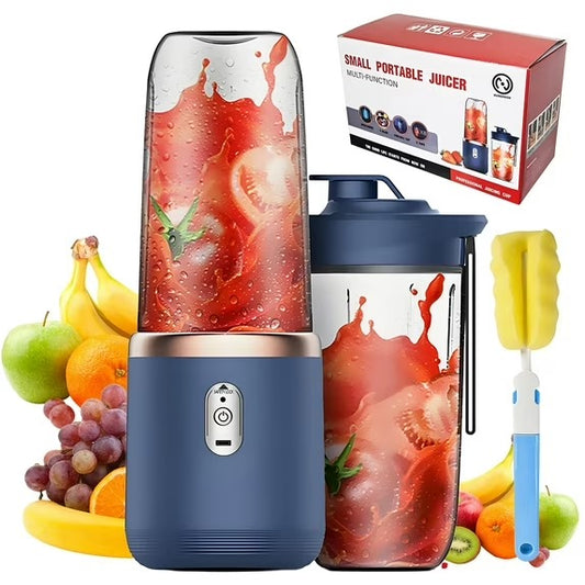 Portable Blender for Smoothies, 400ml Small Personal Blender Shakes with Travel Lid, Type-c Rechargeable, Cordless with 6 Blade for Kitchen, Office, Gym,Travel,Blue