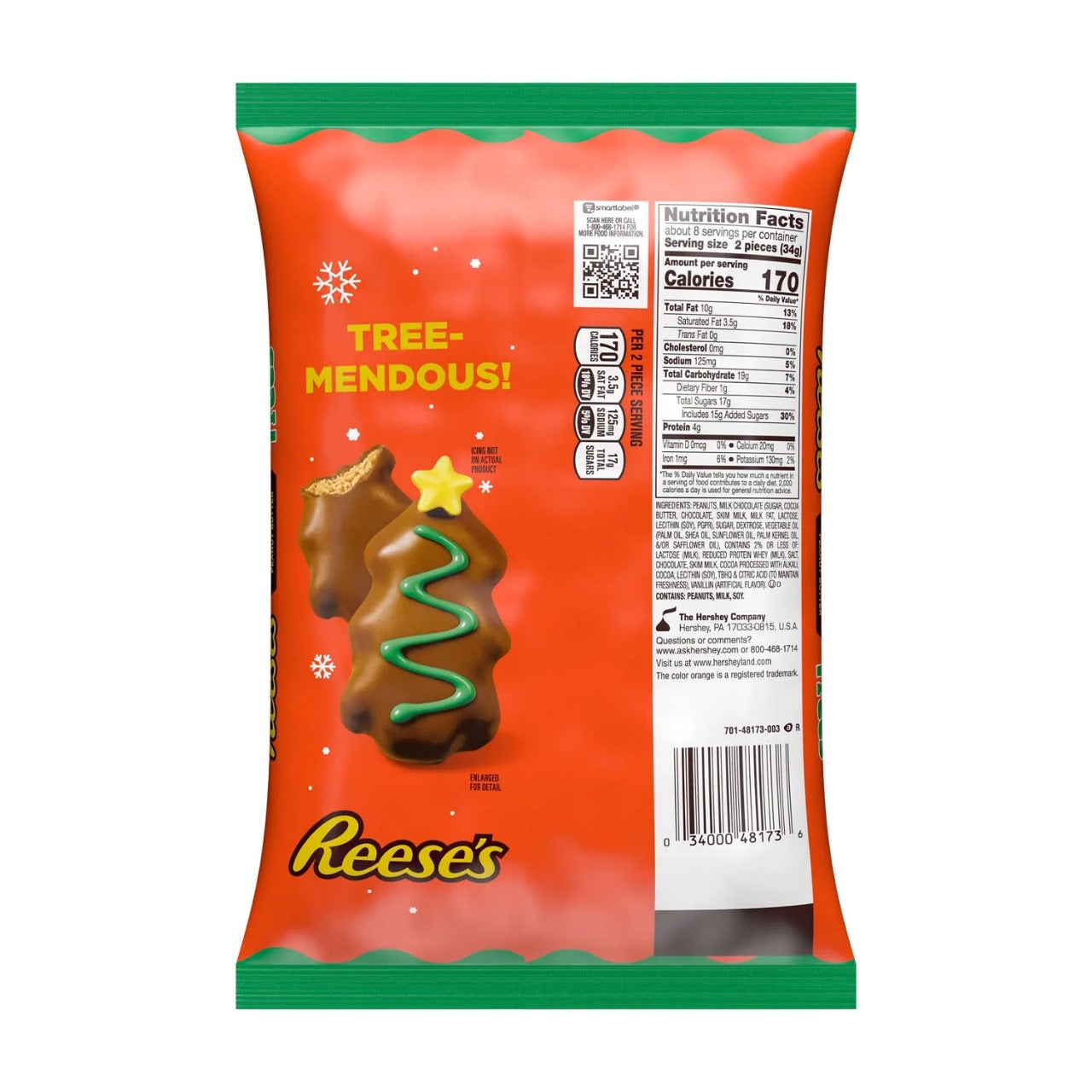 Reese's Milk Chocolate Snack Size Peanut Butter Trees Christmas Candy, Bag 9.6 oz