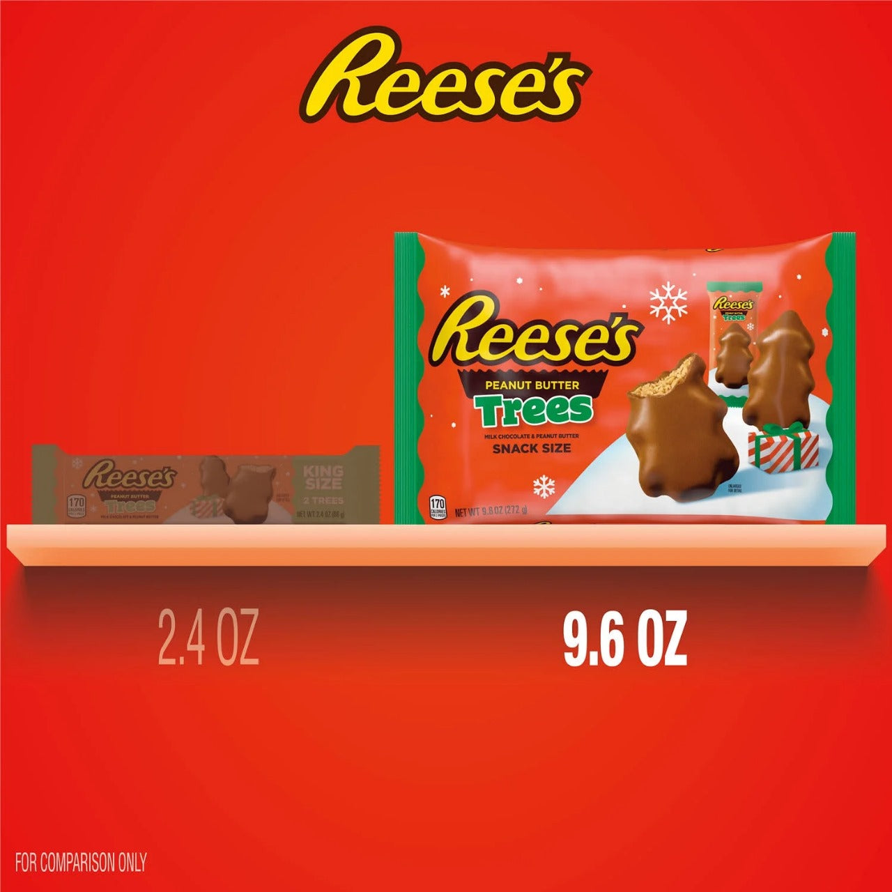 Reese's Milk Chocolate Snack Size Peanut Butter Trees Christmas Candy, Bag 9.6 oz