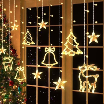 Scidweet Christmas Decorations, 11.5FT Christmas Hanging Curtain Lights for Indoor Outdoor Window Home Xmas Decor