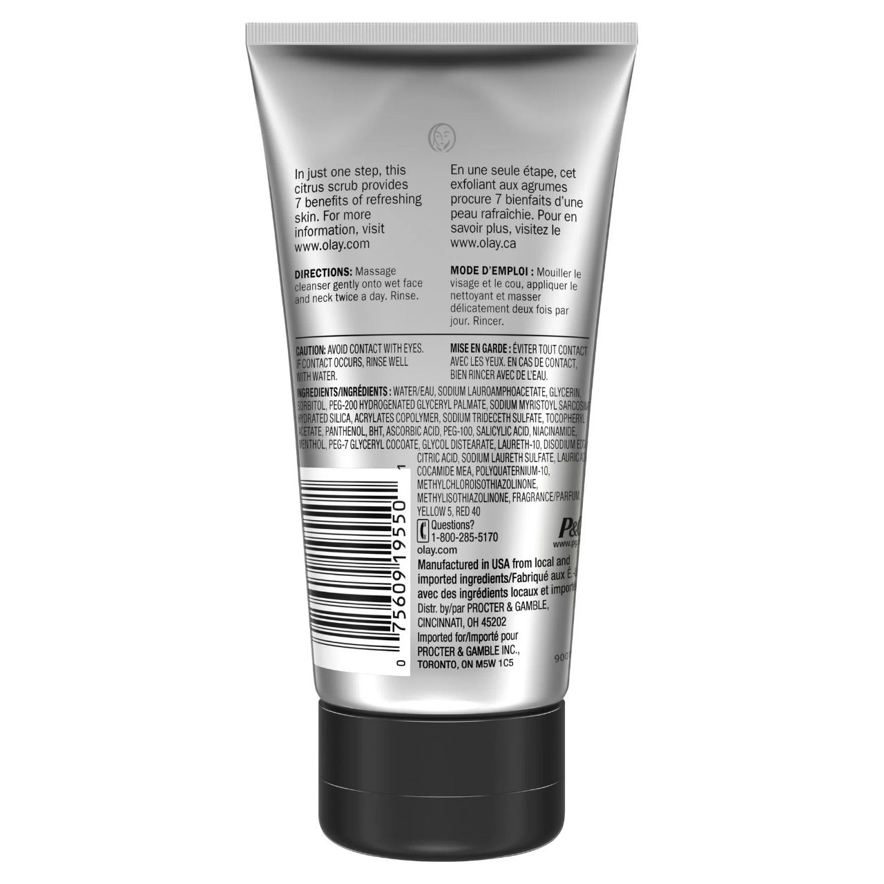 Olay Total Effects Face Wash, 7 in 1 Refreshing Citrus Scrub, Everyday Care for All Skin Types, 5 fl oz