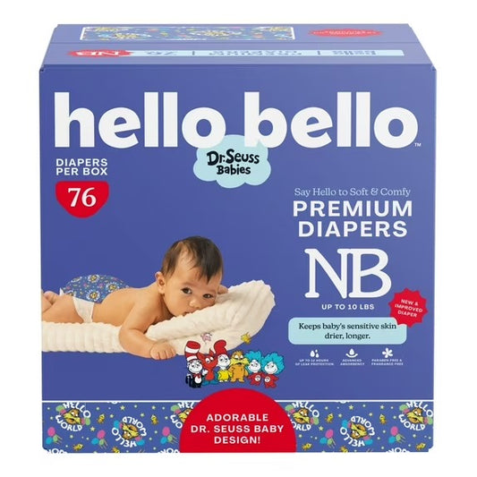 Hello Bello Premium Dr. Seuss Babies Diapers Club Box - Newborn, 76 Count