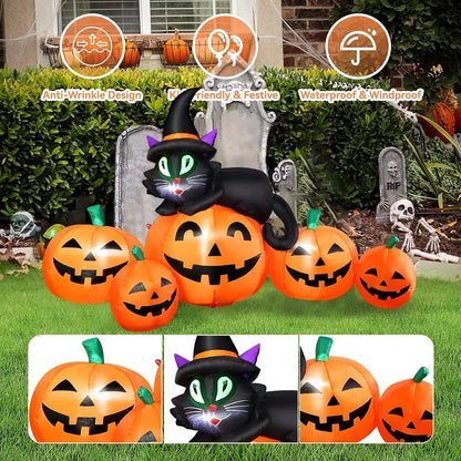 Cowin 61" Halloween Inflatables Pumpkin, Halloween Inflatable Outdoor Decoration with 4 Build-in LEDs Halloween Blow Up Outdoor Indoor Garden Lawn Yard Party Decor