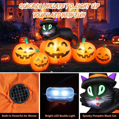 Cowin 61" Halloween Inflatables Pumpkin, Halloween Inflatable Outdoor Decoration with 4 Build-in LEDs Halloween Blow Up Outdoor Indoor Garden Lawn Yard Party Decor