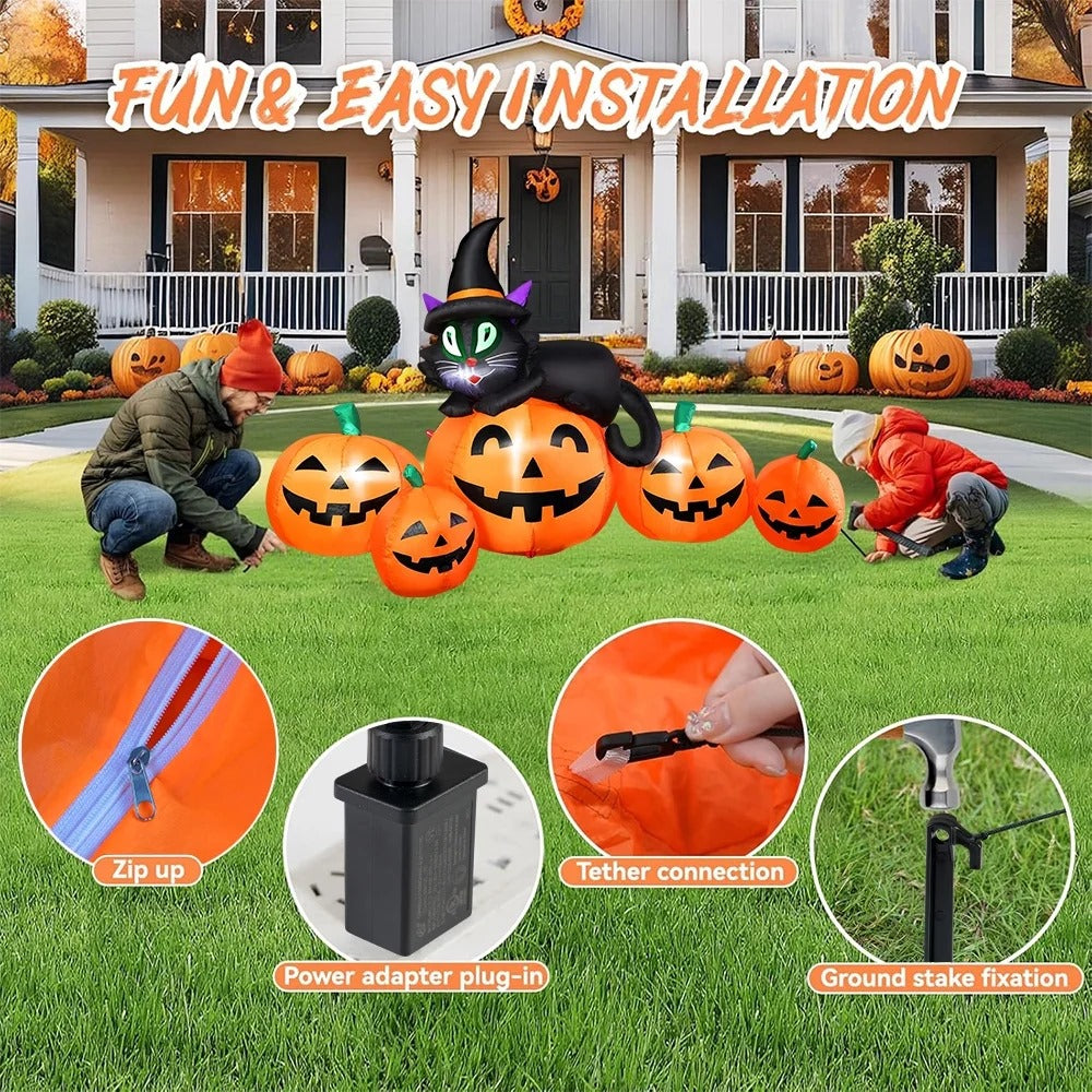 Cowin 61" Halloween Inflatables Pumpkin, Halloween Inflatable Outdoor Decoration with 4 Build-in LEDs Halloween Blow Up Outdoor Indoor Garden Lawn Yard Party Decor