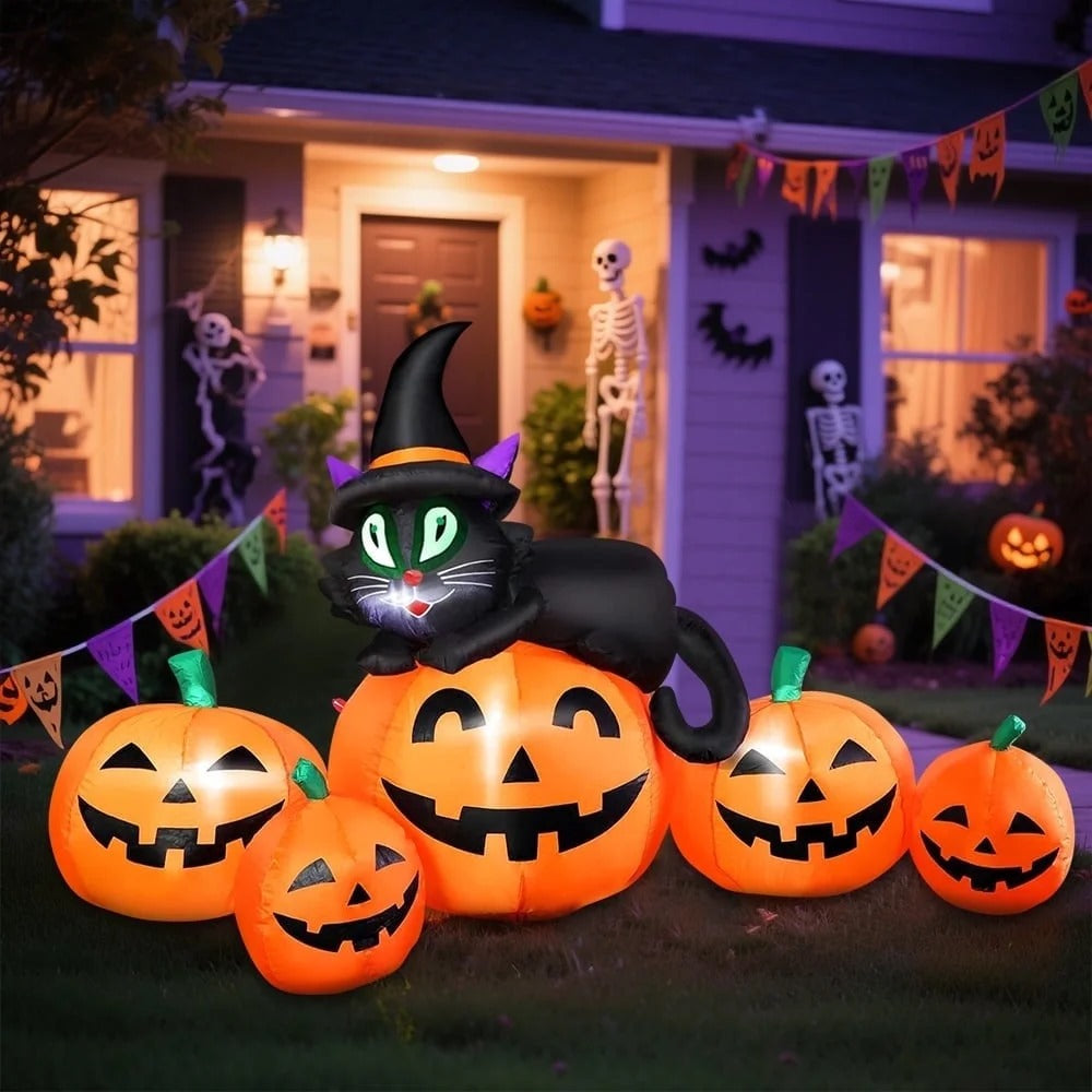 Cowin 61" Halloween Inflatables Pumpkin, Halloween Inflatable Outdoor Decoration with 4 Build-in LEDs Halloween Blow Up Outdoor Indoor Garden Lawn Yard Party Decor