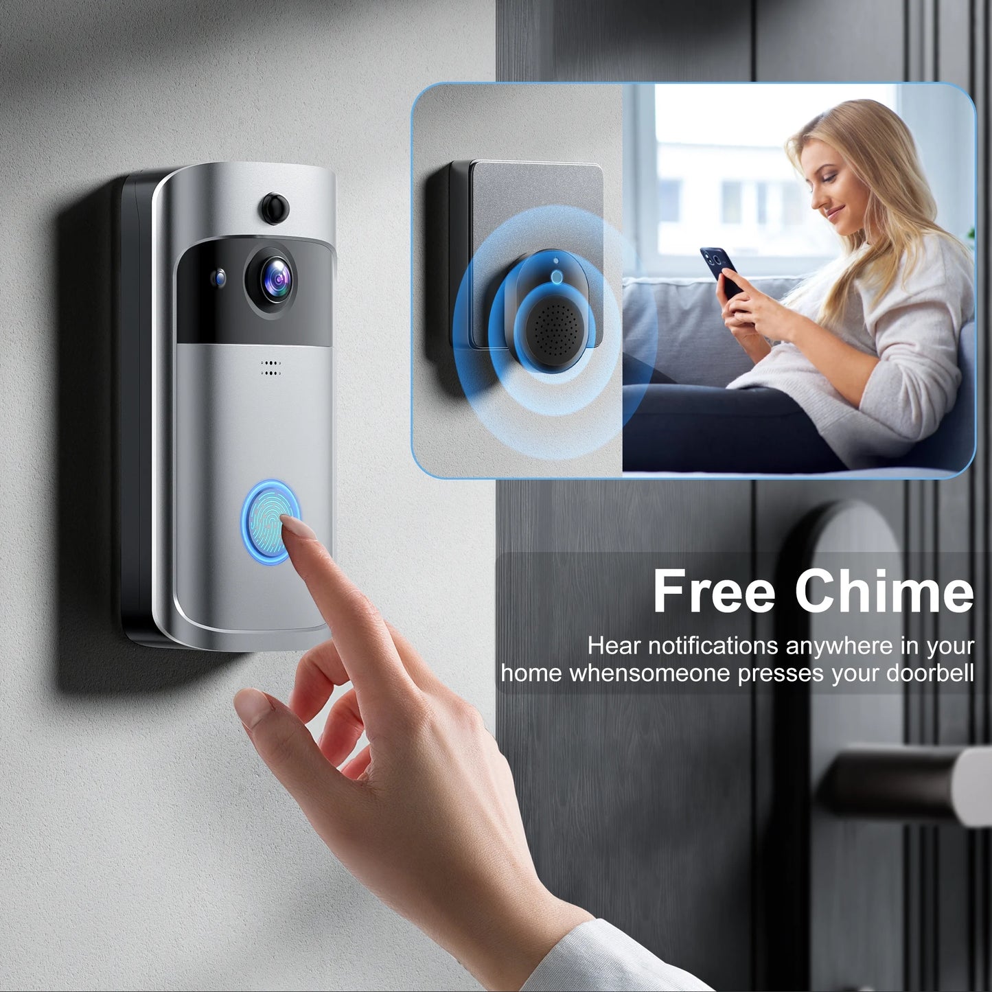 VEAT00L 1080P Wireless Smart Doorbell Camera with Chime