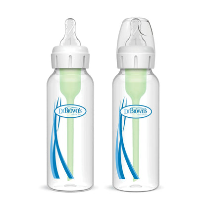Dr. Brown's Natural Flow Anti-Colic Options+ Narrow Baby Bottle, 8oz, Slow Flow, 0m+, 2 Pack