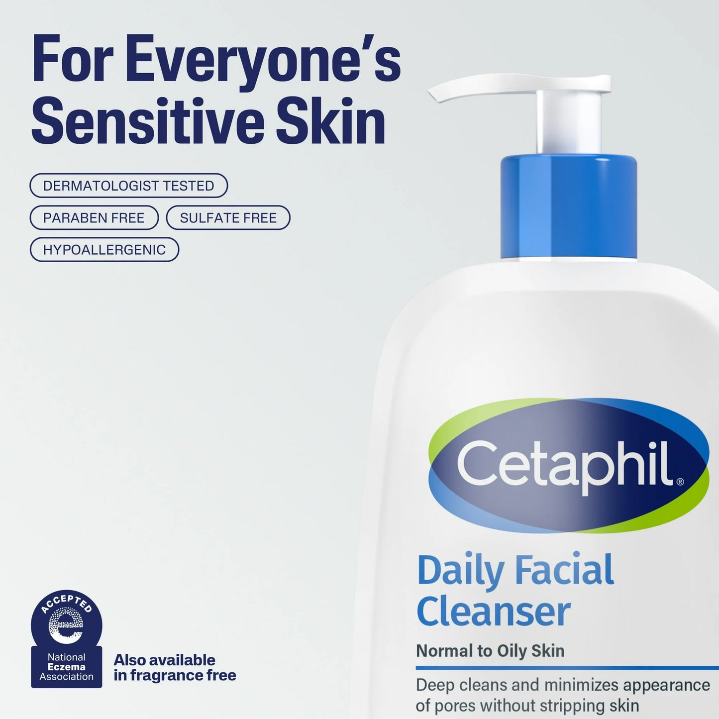 Cetaphil Daily Facial Cleanser for Sensitive, Combination to Oily Skin, 8 oz