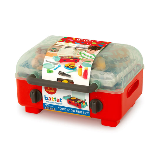 Battat Cook ‘n’ Go BBQ Set with Plastic Play Food and Toy Utensils, Toddler and Preschool Toys