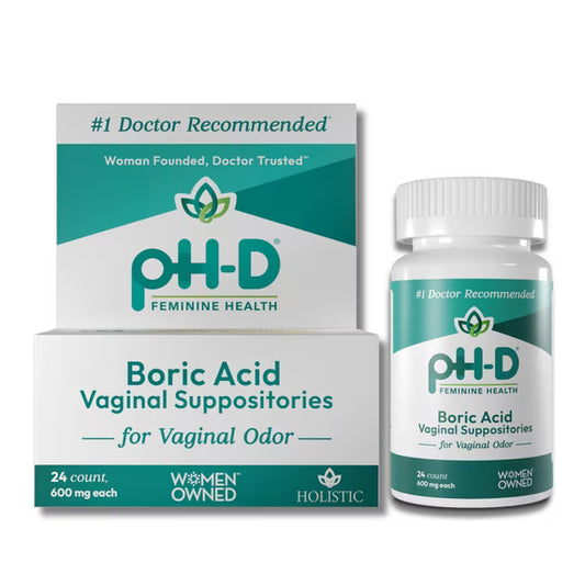 pH-D Feminine Health Boric Acid Vaginal Suppositories for Women's Health, 24 Count