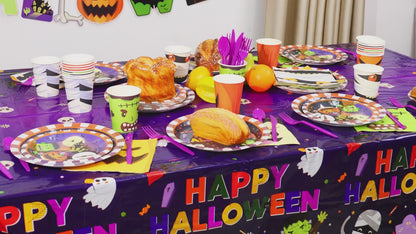 Halloween Party Supplies Set for 24 Guests – 170PCS Disposable Tableware Kit